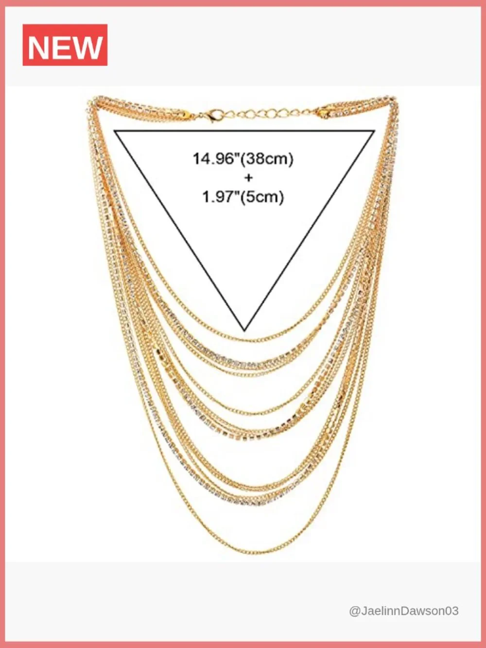 Multi-Strand Rhinestone Chain Collar Necklace, Layered Statement Party Jewelry